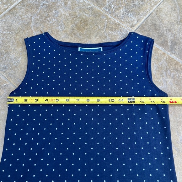 Karen Scott Womens Blue Sleeveless White Polka Dot Preppy Euro Summer Tank Top - Picture 7 of 7